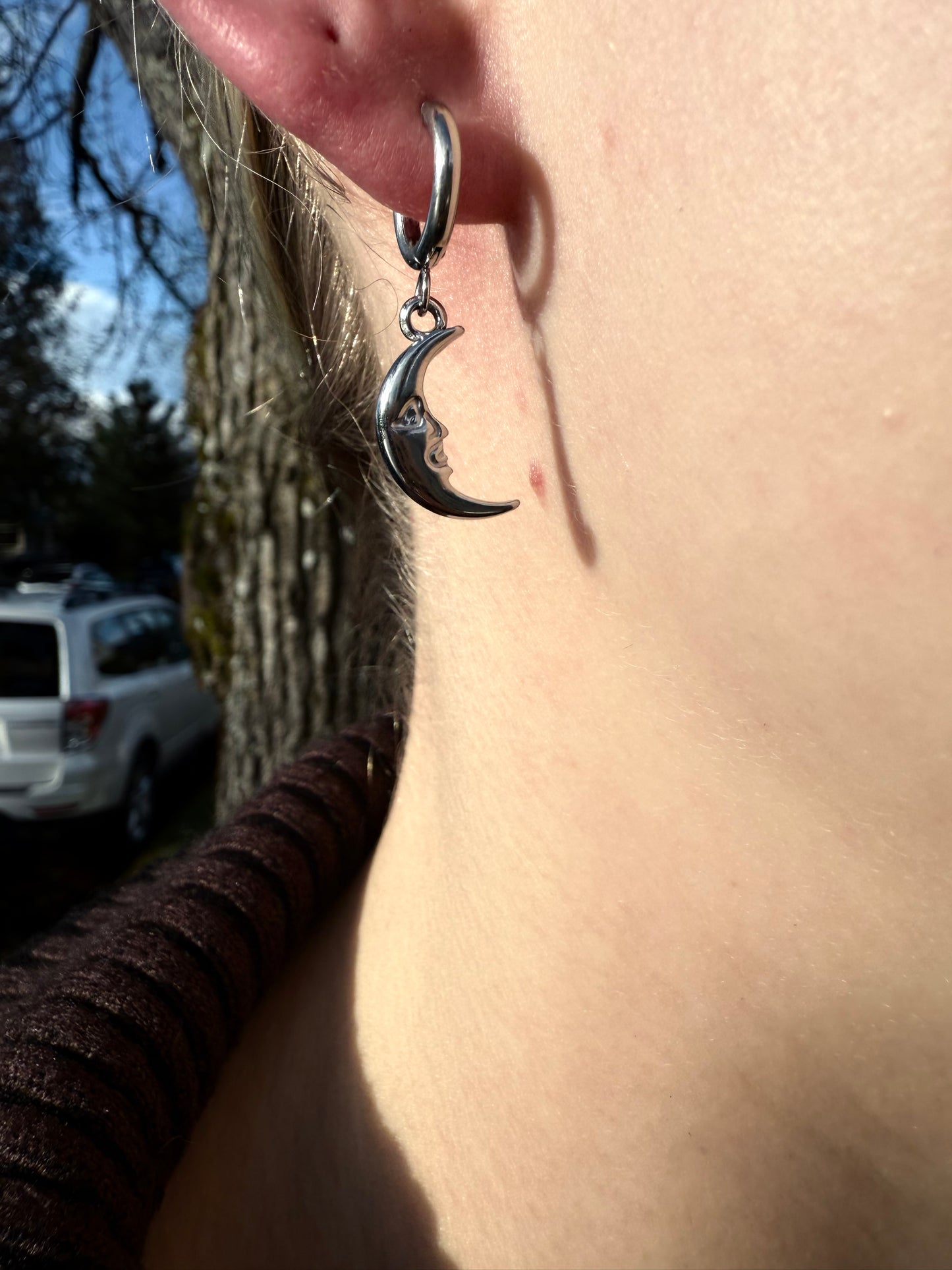 Moon Hoop Earrings