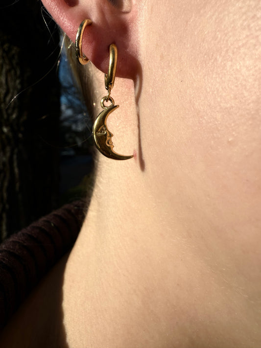 Moon Hoop Earrings