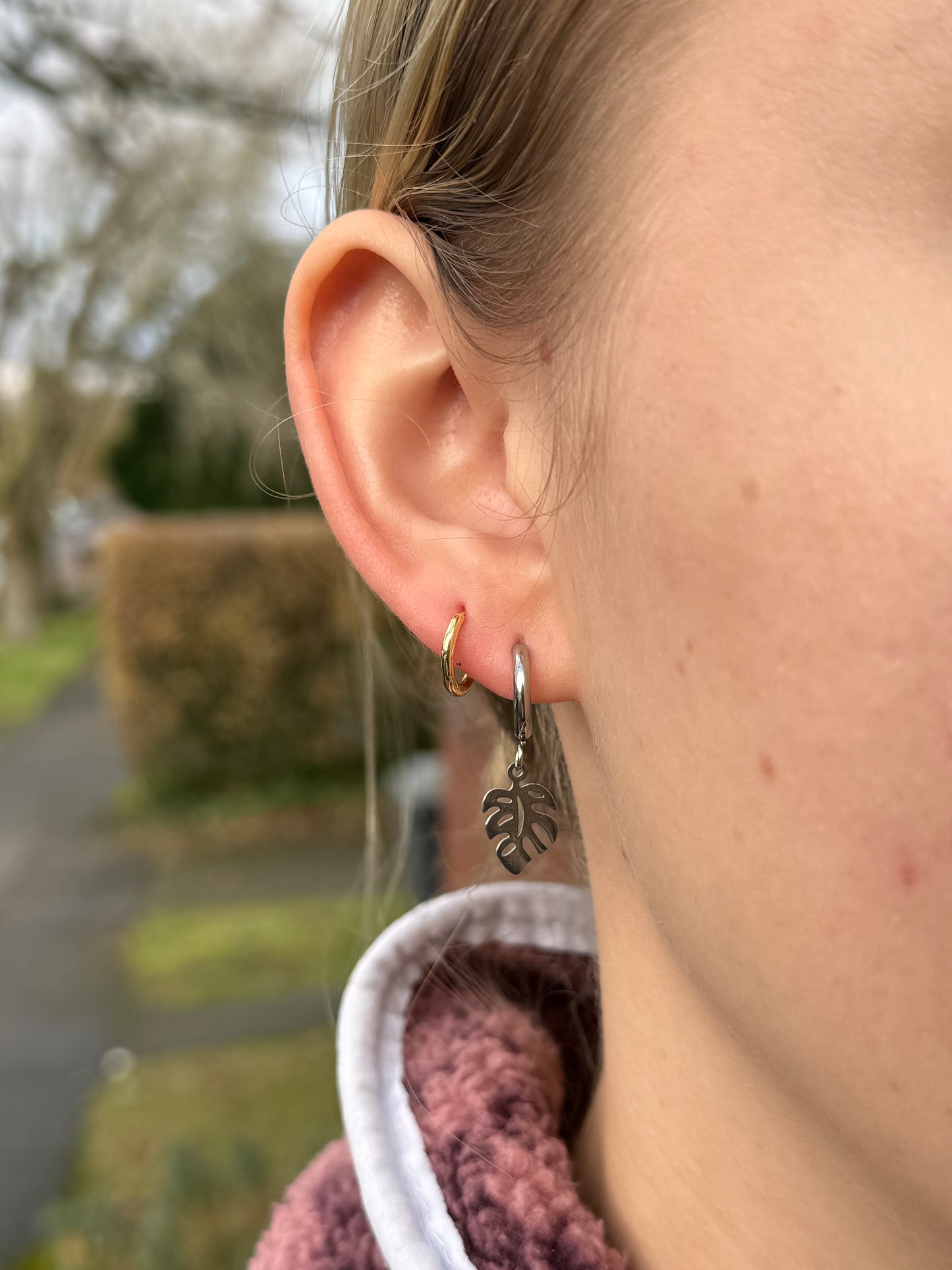 Monstera Hoop Earrings