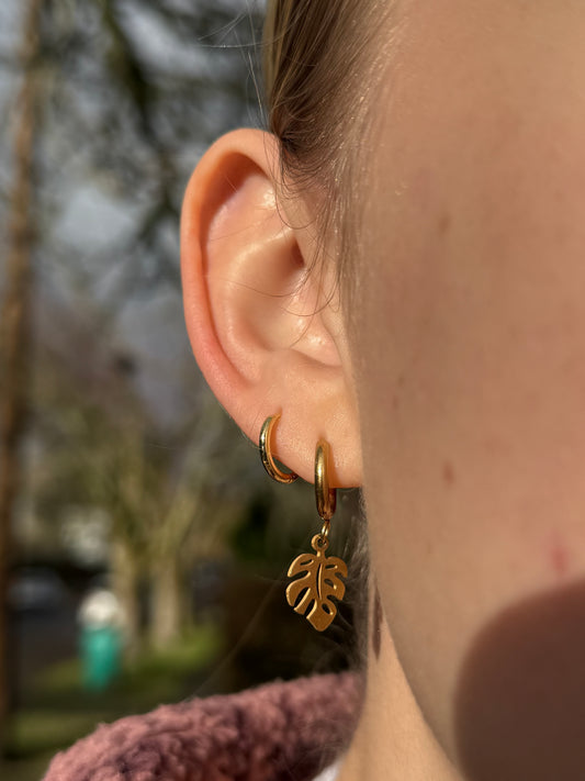 Monstera Hoop Earrings