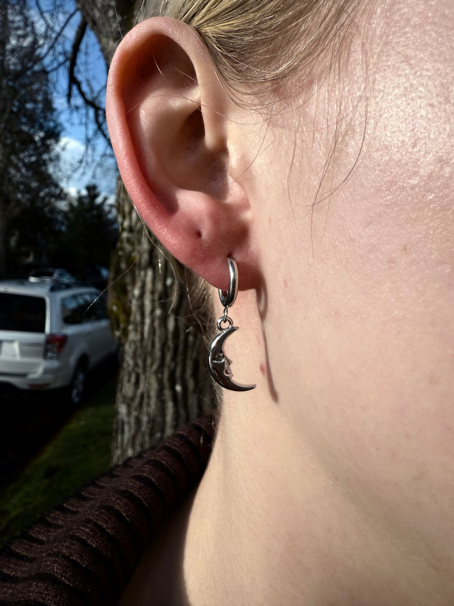 Moon Hoop Earrings