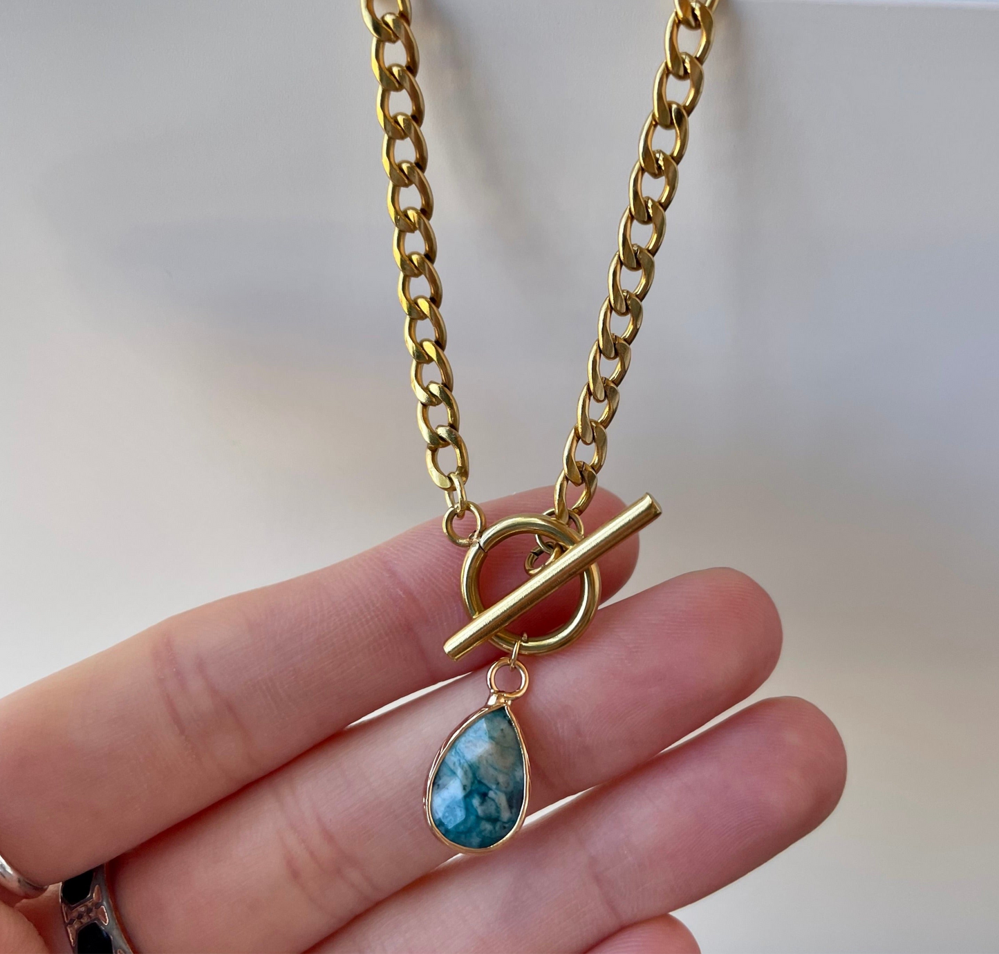Blue Agate Chain Necklace