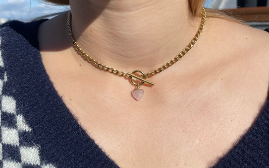 Rose Quartz Heart Necklace