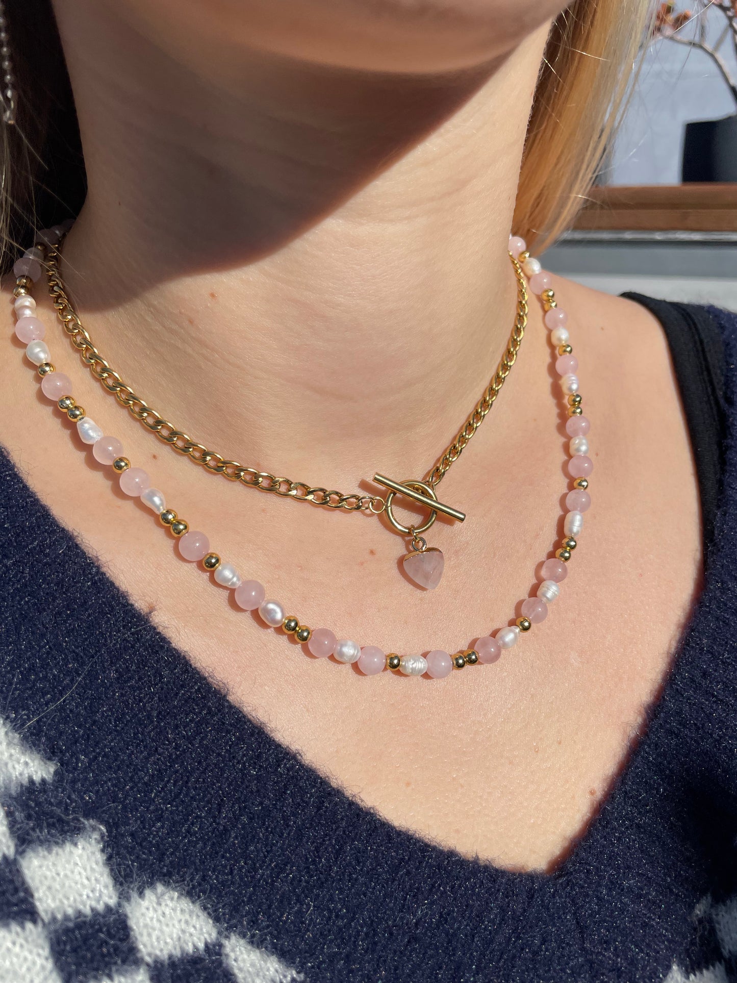 Rose Quartz Heart Necklace
