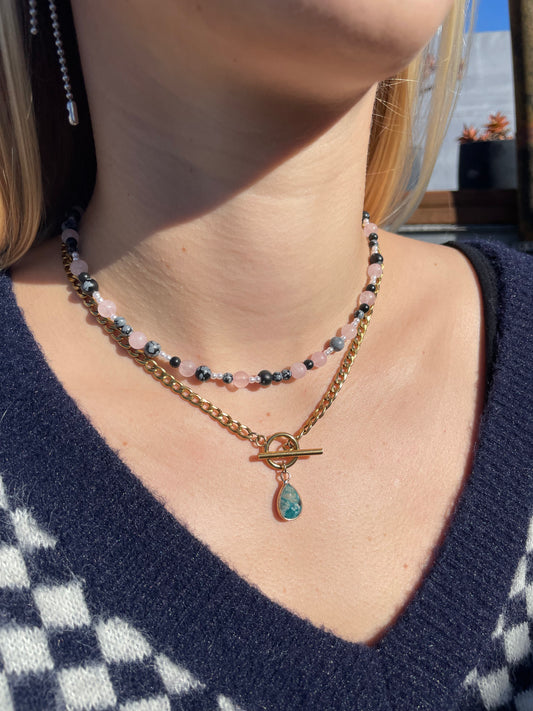 Blue Agate Chain Necklace