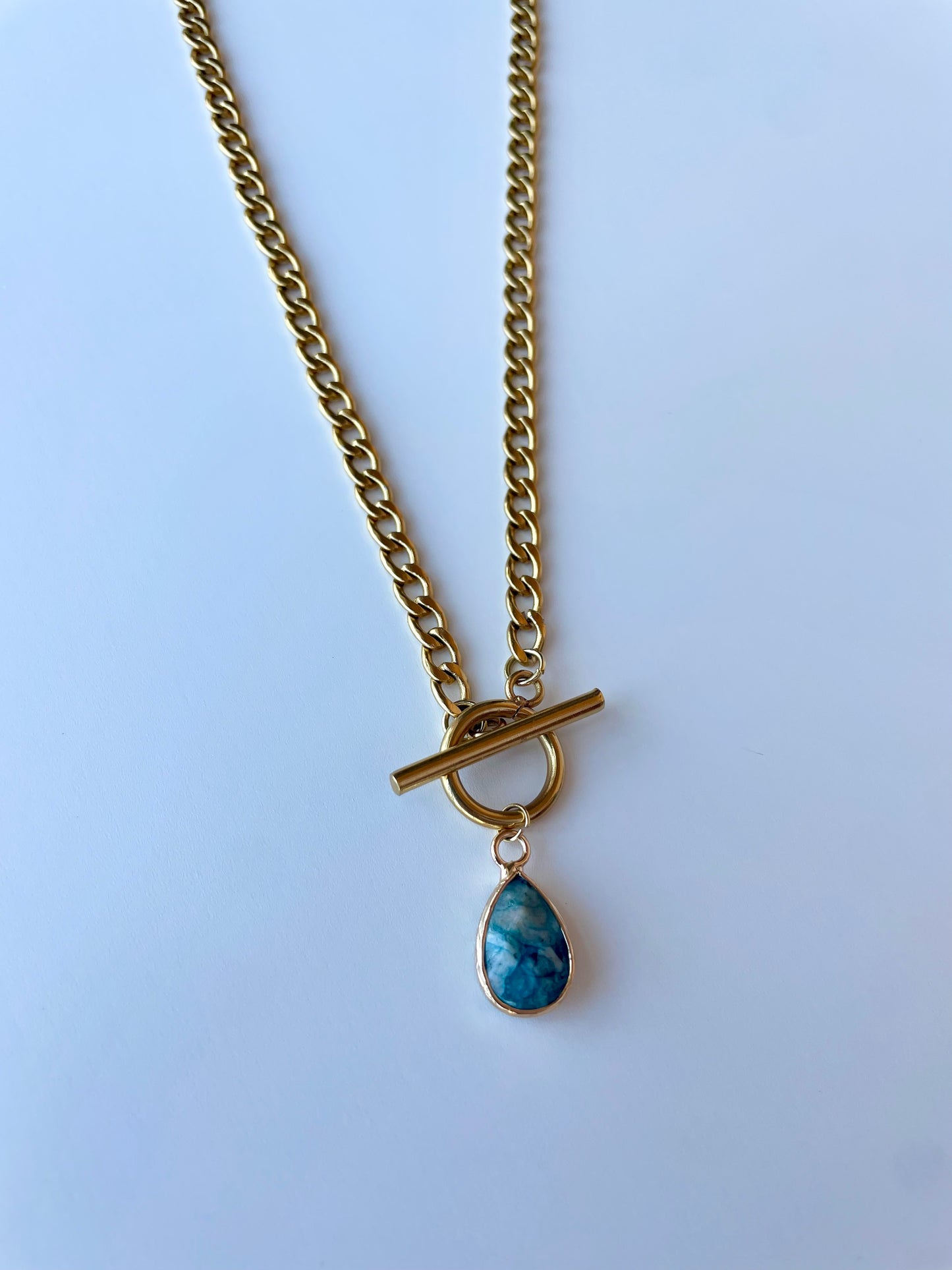 Blue Agate Chain Necklace