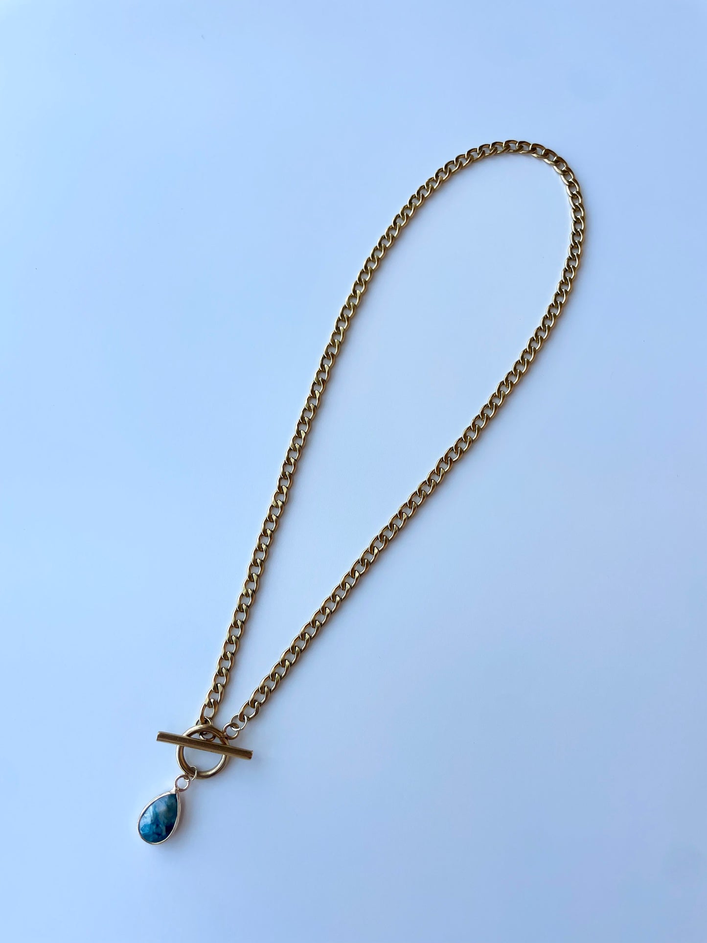 Blue Agate Chain Necklace
